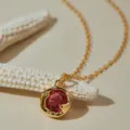 Exquisite vergoldete rote Zirkon Choker Halskette, elegante Schlüsselbeinkette Variante - Runder Roter Stil (KN0707)