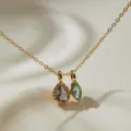 Goldfarbene mehrfarbige Zirkon Halskette Variante mit lila und blauen Kristallanhängern. - Lila Tropfen Blau Marquise Zirkonia Stil (KN0688) / 1 Stück