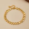 Pulsera geométrica chapada en oro con cadena ajustable y dije de circón para el uso diario. - Estilo Ajustable Barra Chapada Bloque Rectangular Geométrico (KB0852)