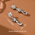 Raffinati orecchini pendenti in zircone a foglia argentata con pietra a goccia, 4.2cm. - Argento Foglia Goccia Stile (80144601)