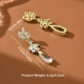 Orecchini pendenti a goccia in zircone foglia, elegante design dorato per le donne. - Oro Foglia Goccia Stile (80144602)