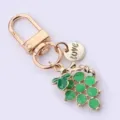 Cute green grape keychain zinc alloy bag charm fruit pendant cute accessory for keys - Gold Green Enamel