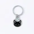 Cute black cat and fish metal keyring charm for keys, bags, or car decoration pendant. - Black Cat Style