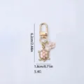 Metal turtle flower keychain handbag charm cute accessory with pink enamel and sparkling rhinestones - Pink Turtle / Pink