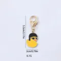 Cute cartoon yellow duck metal keychain bag pendant with heart clasp, size 5.5x2cm. - Helmet Duck