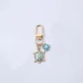 Metal turtle flower keychain, cute blue enamel bag charm for keys and backpacks. - Blue Turtle / Blue