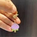 Purple hydrangea flower metal keychain cute bag charm heart clasp pendant accessory gift - Purple Hydrangea