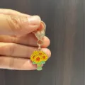 Sunflower Keychain Enamel Flower Bag Charm Gold Heart Clasp Cute Pendant Accessory Gift - Sunflower