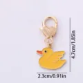 Gold tone alloy lobster clasp keychain with cute yellow enamel duck pendant charm. - Take-off Duck