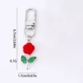 Alloy red rose flower keychain pendant bag charm cute key ring gift accessories 6.7cm - Steel Silver Rose Flower