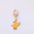 Cute yellow duck keychain charm, gold-tone metal alloy clasp with colorful enamel pendant style - Dancing Duck