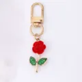 Cute alloy rose flower keychain fresh style bag pendant ornament gift accessories key chain - Gold Rose Flower