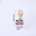 Rhinestone cherry keychain bag charm car pendant cute crystal heart clasp fashion accessory gift - Cherry / Pink