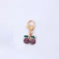 Sparkling rhinestone cherry keychain cute crystal car key ring pendant metal bag gift - Cherry / Purple