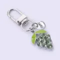 Cute grape keychain zinc alloy rhinestone fruit bag pendant stylish charm for women and girls - Silver Green Rhinestone