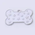 Botvormige huisdier ID-tag met zilveren sterren, duurzaam metalen naamplaatje voor halsband. - 40*25*1.7 / Wit Bot
