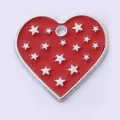 Rode hart huisdier hond tag halsband hanger met mooie zilveren sterren puppy - Rood Hart