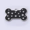 Botvormige huisdier ID tag voor honden, zwart metalen hanger met sterren gegraveerd. - 40*25*1.7 / Zwart Bot