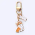 Adorable porte-clés en métal chien Corgi, charm de sac mignon avec pendentif os mode - Corgi Os