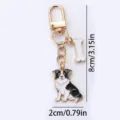 Porte-clés chien Border Collie en métal mignon avec pendentif os cadeau accessoire - Chien de Berger et Os