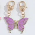 Purple enamel butterfly split keychain zinc alloy cute couple bag charm fashion accessories - One Pair / Purple