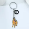 German Shepherd metal keychain with cute paw print charm, stylish bag pendant accessory. - Small German Shepherd with Paw Print