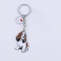 Cute metal dog keychain with heart design pendant, stylish puppy bag charm and key ring. - Cocker Spaniel with Heart Sign