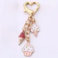 Joli porte-clés métal glace cupcake mignon avec strass roses pour sac à main. - Gâteau & Glace