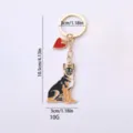 Deutscher Schäferhund Metall Schlüsselanhänger mit rotem Herz Anhänger Taschen Deko - Doppelseitiger Schäferhund Mit Rotem Herz
