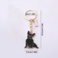 Niedlicher schwarzer Hunde-Legierungsschlüsselanhänger mit Knochenanhänger für Taschen. - Doppelseitige Schwarze Französische Bulldogge Mit Knochen