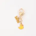 Gold alloy keychain variant with enamel yellow duck pendant and cute love charm. - Mini LOVE Duck