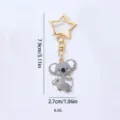 Cute cartoon koala keyring with star shaped clasp, enamel alloy animal keychain. - Mother and Baby Koala