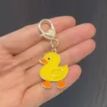 Cute yellow duck keychain metal bag pendant heart clasp accessory for women girls - Walking Duck
