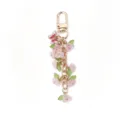 Rosa Blumen Metall Schlüsselanhänger, Schmetterling Tasche Charm Anhänger für Damen - Rosa Gardenienkette