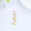 Cute yellow duck keychain variant, gold-toned metal alloy pendant for women bags and keys. - Yellow Hat Duck