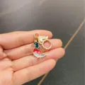 Cute enamel mallard duck keychain metal pendant bag charm for women fashion gift accessory - Teal