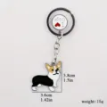 Cute Corgi metal keychain pendant, enamel dog key ring, bag decoration charm 15g - Black Corgi with Heart