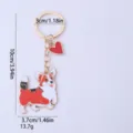 Metal Enamel Cute Corgi Dog Keychain with Red Heart Pendant Bag Charm Spec 10cm. - Burgundy Corgi with Red Heart