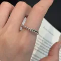 Elegante anillo apilable de cuentas de plata para mujer, joya abierta de dedo elegante. - Anillos de cobre - 6