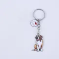 Cute metal dog keychain, creative pet bag pendant accessory with lovely charm design. - Boxer Dog with Heart Sign