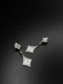 Silberne vintage rautenförmige hängende ohrclips, schickes geometrisches design für damen - Gebürstete Rhombus-Clip-Ohrringe / Silber