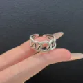 Anillo abierto de cadena de plata estilo coreano vintage, joya elegante de metal. - Anillo de cobre - 9