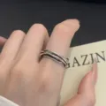 Anillo de plata cruzado de múltiples hilos estilo coreano anillo abierto ajustable mujer - Anillo de cobre - 10
