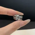 Anillo abierto martillado de doble capa estilo coreano, anillo de moda para mujeres. - Anillo de cobre - 13