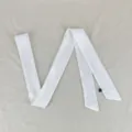 White narrow ribbon scarf with wave texture, ideal as hair tie, neck accessory or bag strap. - PDXJ-Plain Ripple, White