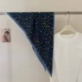 Koreaanse stijl kleurrijke pony patroon driehoekige zijden sjaal, zachte nek accessoire. - 130x60cm / Marineblauw