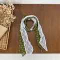 Green paisley lace spliced scarf chic spring summer neck scarf elegant women accessory - Green