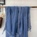 Blue lace edge women scarf spring summer elegant solid color lightweight fashion shawl wrap - Blue