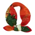 Classic Van Gogh oil painting print small square scarf retro art neckerchief hair band for women - Self-Portrait (Red)