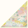 Luxury silk feel large triangle scarf for women fashion jungle animal print elegant shawl. - Jungle Animals / Pink